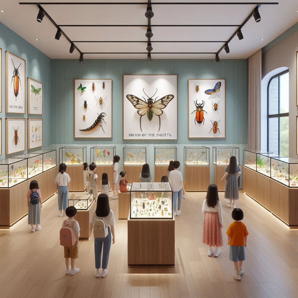 una sala museística insectos